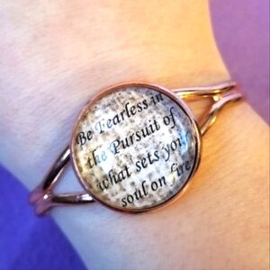 "Be Fearless" cuff bracelet in copper tone metal inspirational jewelry